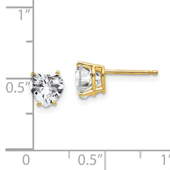 14k 6mm Heart Cubic Zirconia Earrings