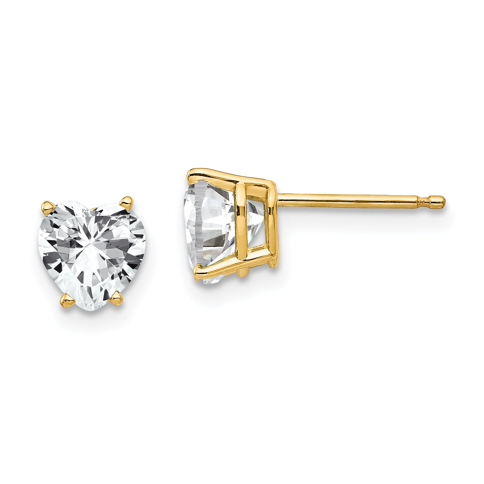 14k 6mm Heart Cubic Zirconia Earrings