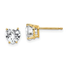 14k 6mm Heart Cubic Zirconia Earrings