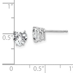14k White Gold 6mm Heart Cubic Zirconia Earrings