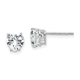 14k White Gold 6mm Heart Cubic Zirconia Earrings
