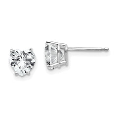 14k White Gold 6mm Heart Cubic Zirconia Earrings
