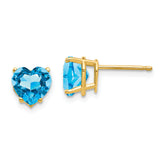 14k 7mm Heart Blue Topaz Earrings