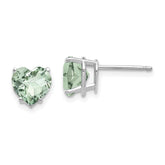 14kw 7mm Heart Checker-Cut Green Quartz Earrings