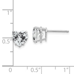 14k White Gold Cubic Zirconia Heart Stud Earrings