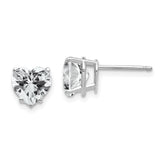 14k White Gold Cubic Zirconia Heart Stud Earrings
