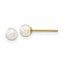 14k 3-4mm Round White Saltwater Akoya Cultured Pearl Stud Post Earrings