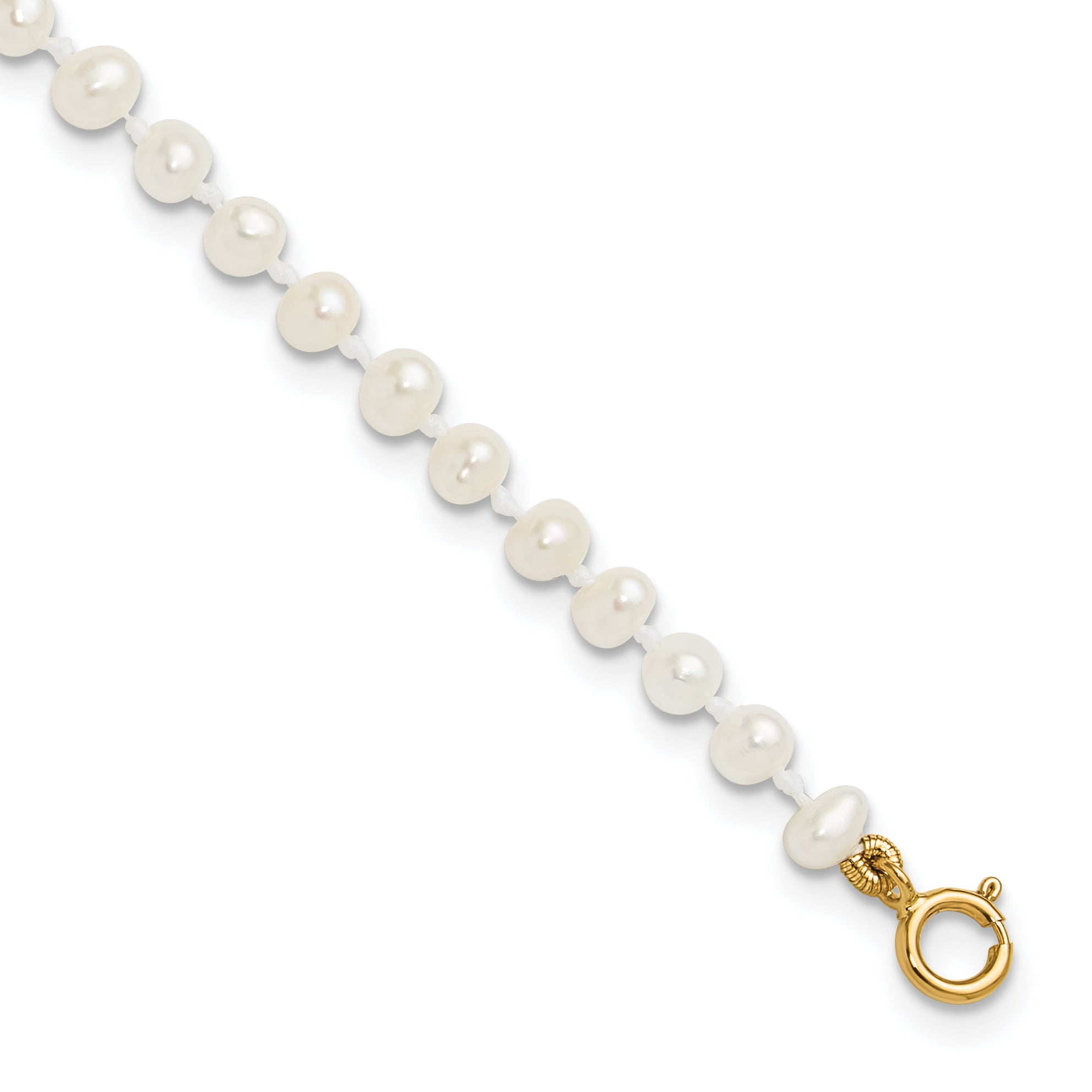 14k Madi K 3-4mm White Egg Shape FW Cultured Pearl Bracelet