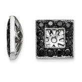 14K White Gold Black Diamond Square Jacket Earrings