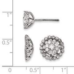 14K White Gold Large Flower & Jacket Diamond Post Earrings