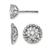 14K White Gold Large Flower & Jacket Diamond Post Earrings