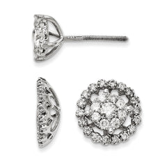 14K White Gold Large Flower & Jacket Diamond Post Earrings