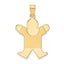 14K Solid Satin Engravable Boy Jumping Charm