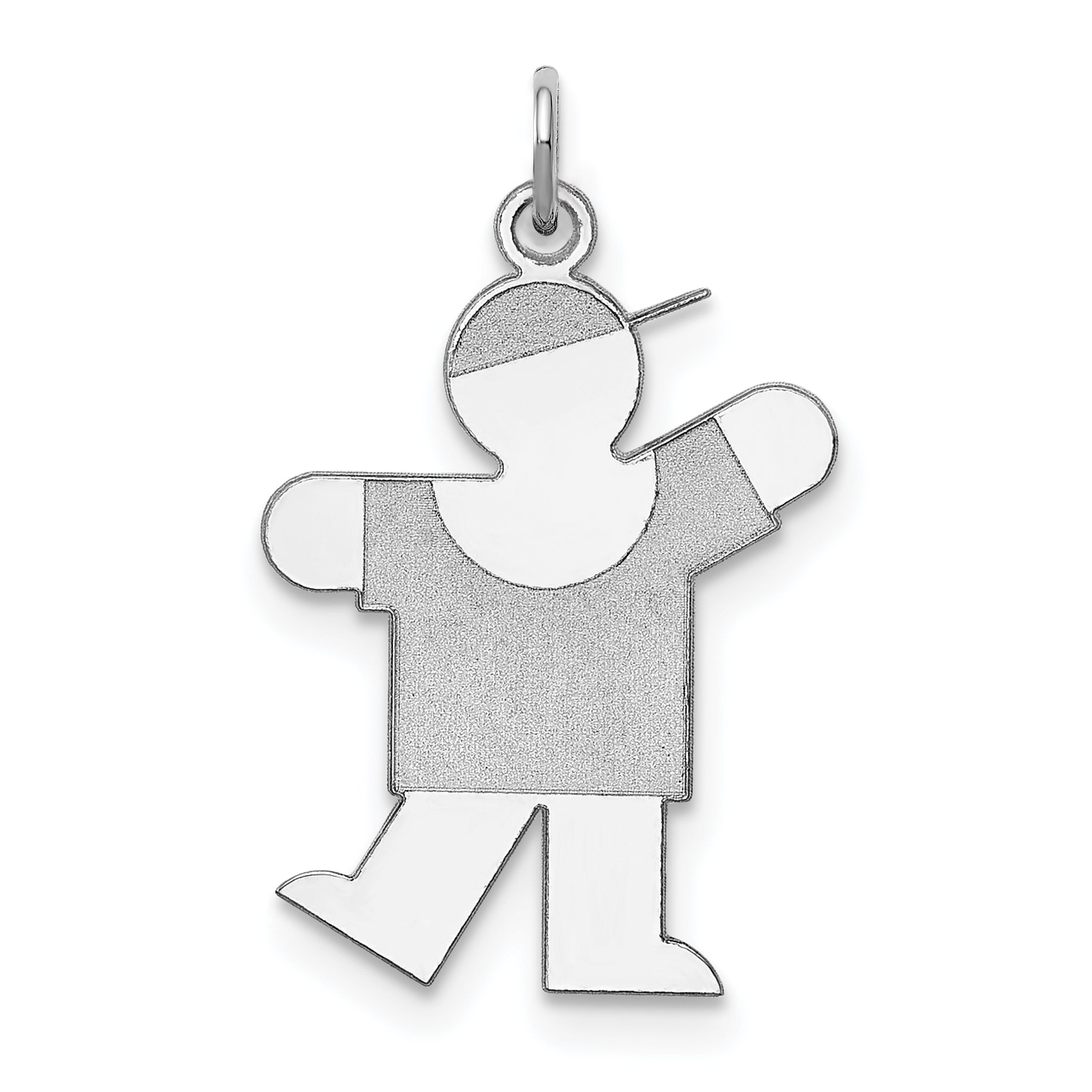 Sterling Silver Rhodium-plated Kiss Kid Charm