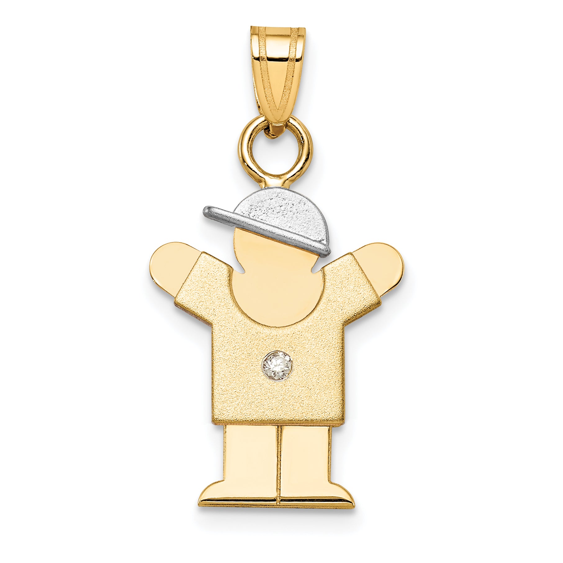 14K Two-tone VS Diamond kid pendant
