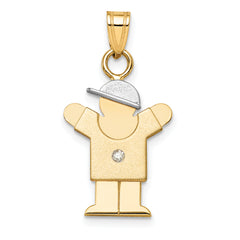 14K Two-tone VS Diamond kid pendant