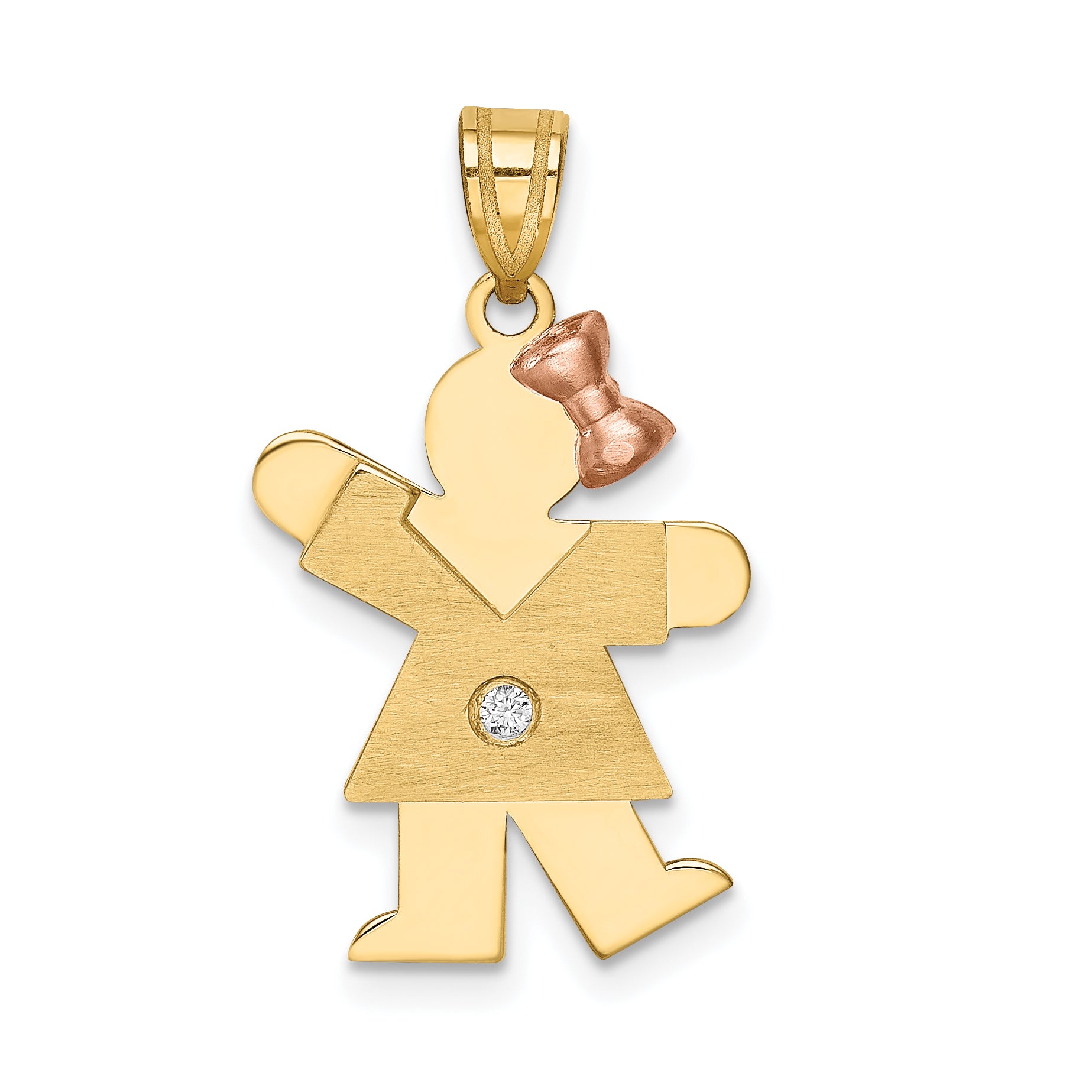 14K Two-tone AA Diamond Kid Pendant