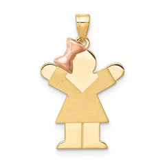 14K Two-Tone Small Girl on Left Engravable Charm