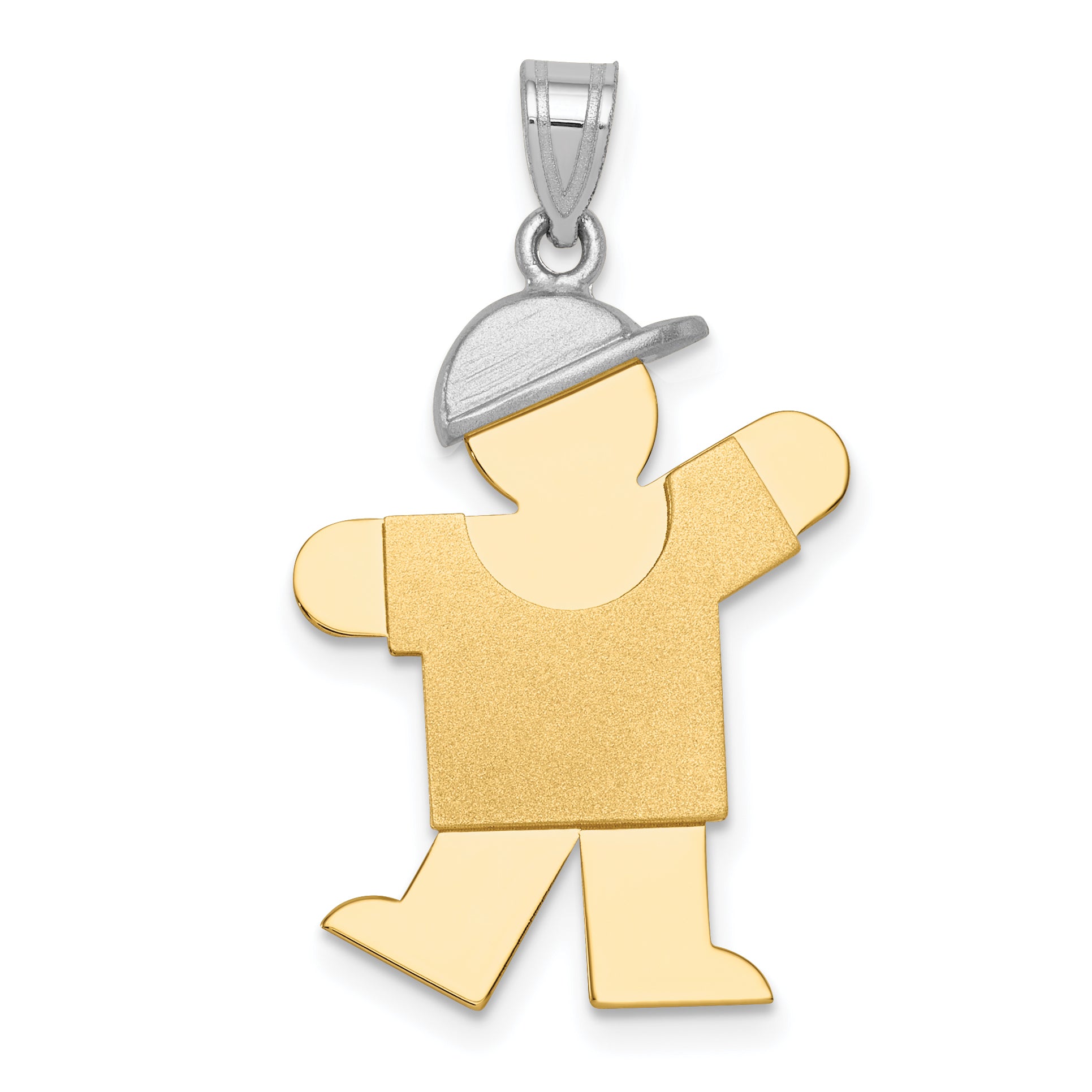 14K Two-Tone Large Boy w/Hat on Left Engravable Charm