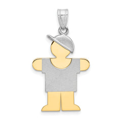 14K Two-Tone Large Boy w/Hat on Right Engravable Charm