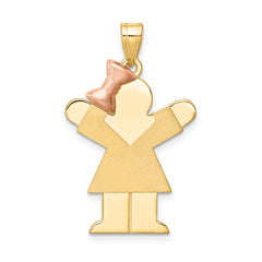 14K Two-Tone Large Girl w/Bow on Left Engravable Charm