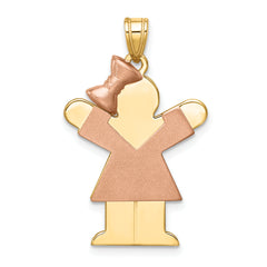 14K Two-Tone Large Girl w/Bow on Left Engravable Charm