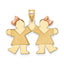 Small Double Girls Charm in 14K Two-Tone Gold, 25mm Engravable - Sophia Jewelers