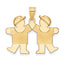 Double Boys Charm in 14K Yellow Gold, 22mm Brushed & Satin Engravable - Sophia Jewelers