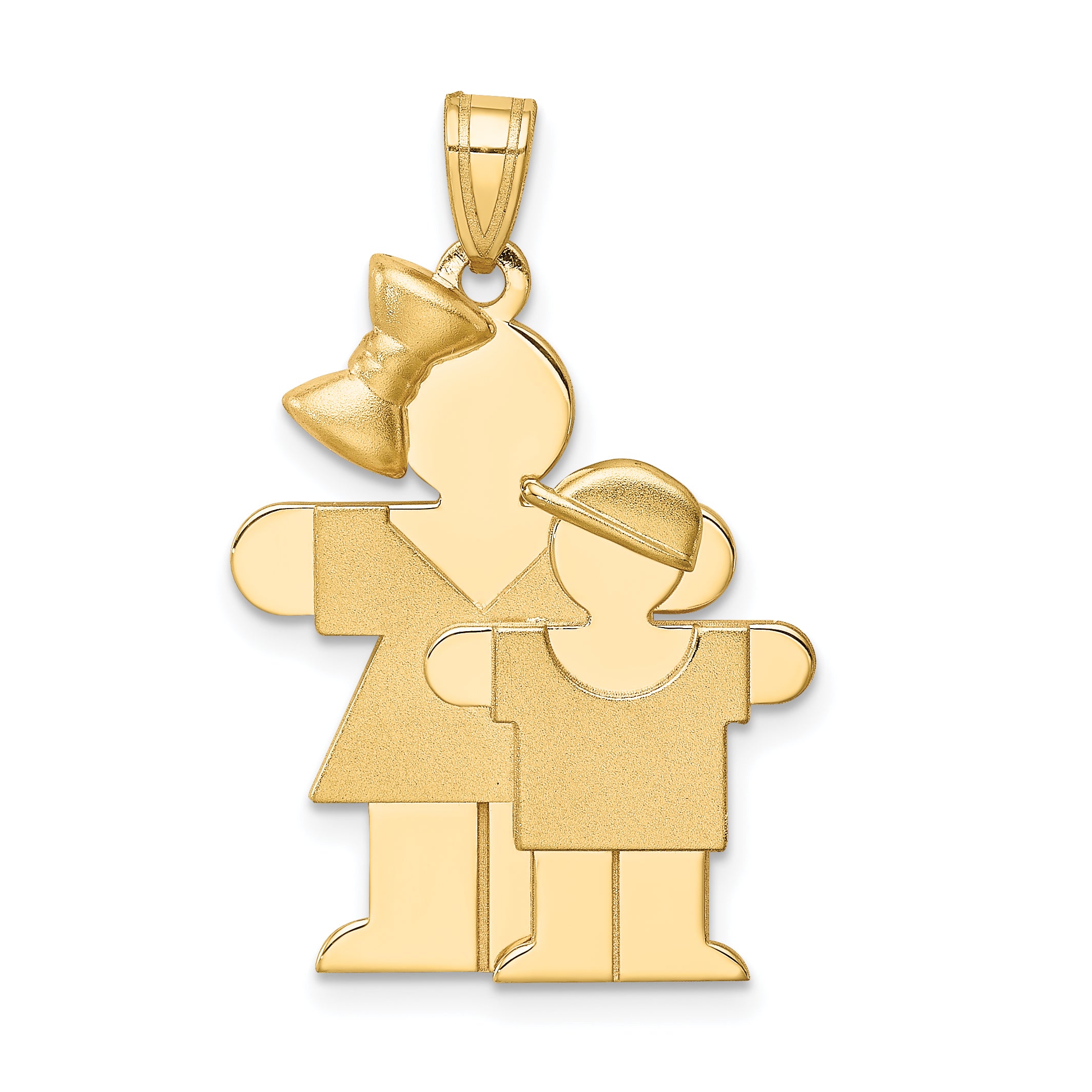 14K Big Girl & Little Boy Engravable Charm