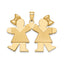 14K Solid Engravable Large Double Girls with Bows Charm
