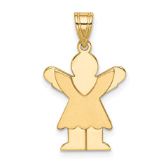 14K Satin Engravable Girl w/Ruffled Skirt Charm