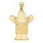Boy Overalls Charm in 14K Yellow Gold, 30mm Satin Engravable - Sophia Jewelers