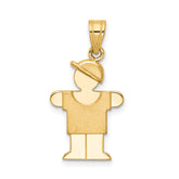 14k Solid Engravable Boy with Hat on Right Charm