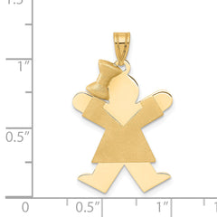 14K Solid Engravable Girl with Bow on Left Charm