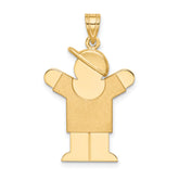 14k Solid Engravable Boy with Hat on Right Charm