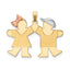 14k Tri-Color Small Girl on Left and Boy on Right Engravable Charm