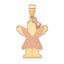 14k Two-Tone Small Girl with Bow on Right Engravable Charm