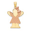 14K Two-Tone Large Girl with Bow on Right Engravable Charm - Sophia Jewelers
