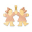 Medium Double Girls Kiss Charm in 14K Two-Tone Gold, 25mm Engravable - Sophia Jewelers