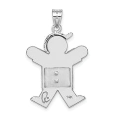 14K White Gold AA Diamond Kid Pendant