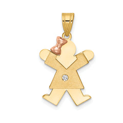 14k Two-tone AAA Diamond Kid Pendant