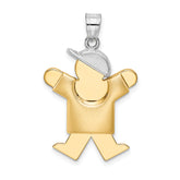 14k Two-Tone Puffed Boy with Hat on Right Engravable Charm
