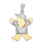 14K Two-Tone Puffed Boy with Hat on Right Engravable Charm - Sophia Jewelers