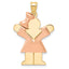 Girl Bow on Left Charm in 14K Two-Tone Gold, 30mm Engravable - Sophia Jewelers