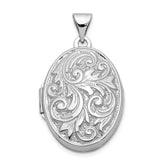14k White Gold Polished Reversible Love You Always Oval Locket