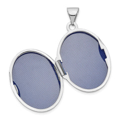 14K White Gold 21mm Oval Floral Scroll Border Locket