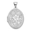 14k White Gold 21mm Oval Floral Scroll Border Locket