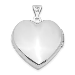 14K White Gold 21mm Heart Domed Family Locket