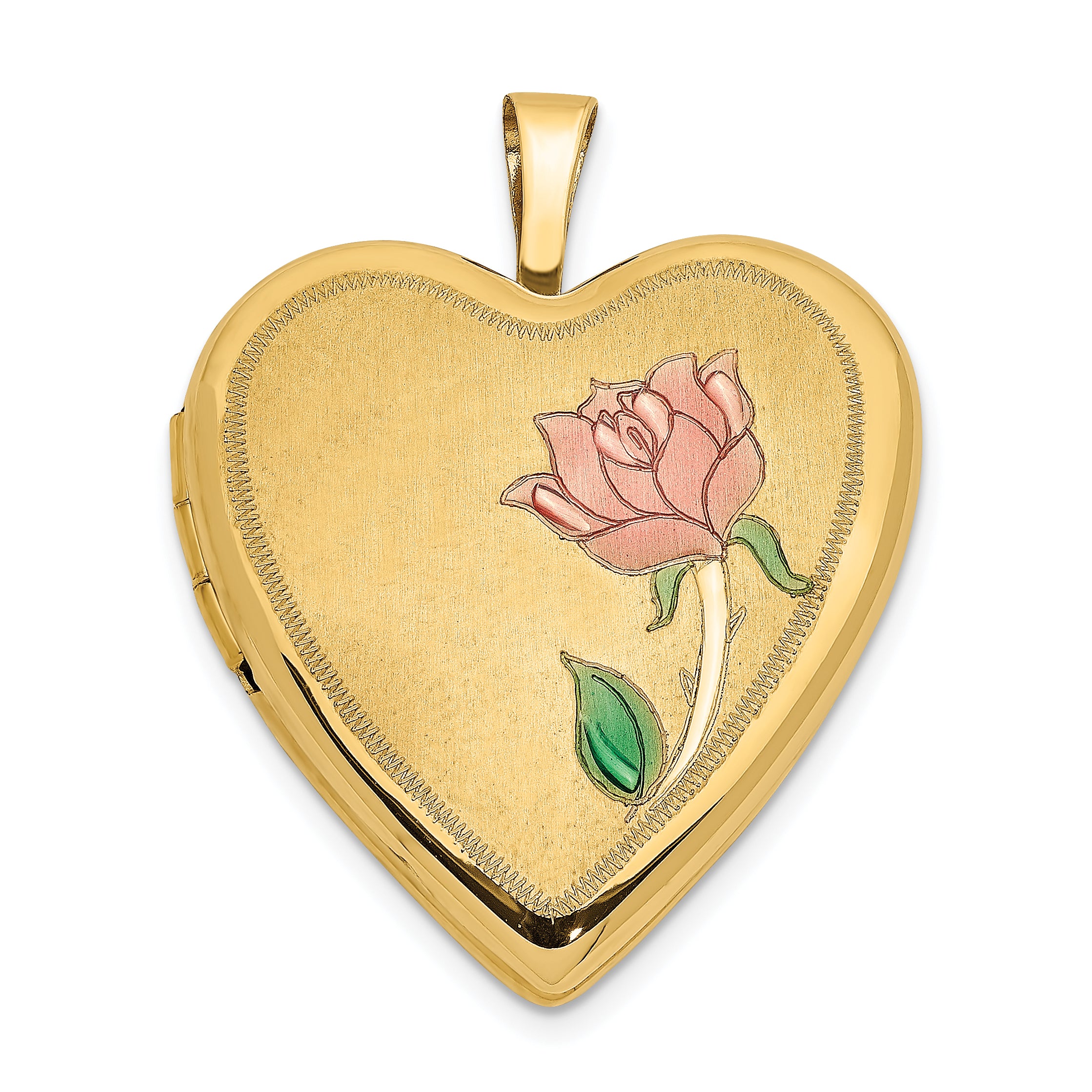 14K 20mm Enamel Rose Heart Locket