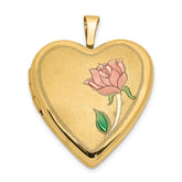 14K 20mm Enamel Rose Heart Locket